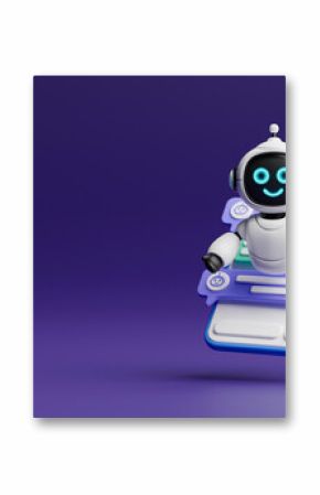 Chatbot AI Artificial Intelligence technology virtual conversation assistant support mobile smart phone online application chatting with customer service automatic answering. 3d rendering.