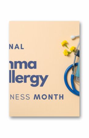 Asthma and Allergy awareness month, Bright yellow flowers and a stethoscope highlight the importance of asthma and allergy awareness