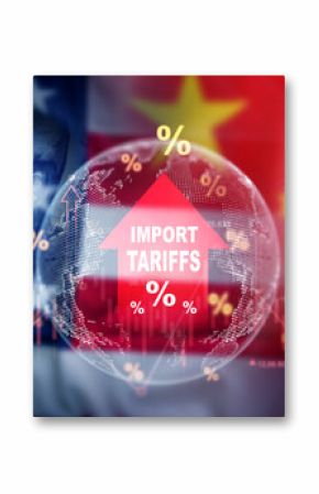Trade war policy United States  with China. Dollar vs Yuan war.United States tariffs government import tariff China,to increase the American economy.Industrial Tariffs growth.Import Tariffs increase.