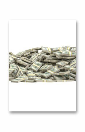 Large pile of neatly stacked 100 bills