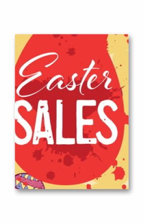 Image of easter sales text with easter eggs on yellow background