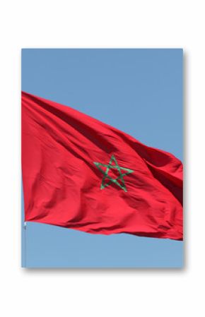 Moroccan flag waving in the wind
