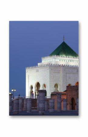 Mausoleum of Mohammed V at dusk, Rabat Morocco