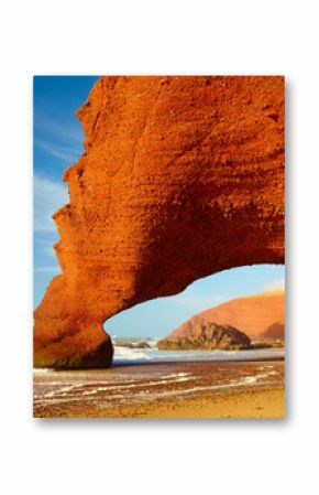 Red archs on atlantic ocean coast. Morocco, Africa
