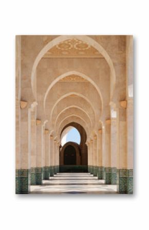 Morocco. Arcade of Hassan II Mosque in Casablanca