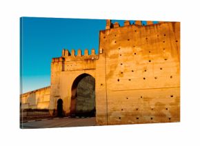 Fortified walls surrounding ancient city of Fes in Morocco