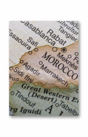 Macro globe map detail Morocco