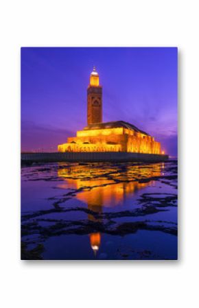 Meczet Hassana II podczas zachodu słońca w Casablance, Maroko