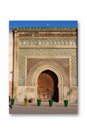 very old wooden gate to the medina, Meknes, Morocco