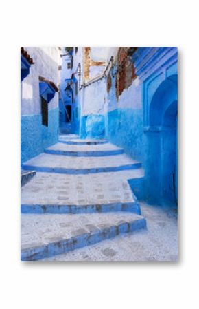 View of a street in the town of Chefchaouen in Morocco
