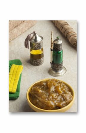 Moroccan black argan soap in hammam