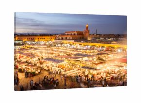 Jamaa el Fna market square, Marrakesh, Morocco, north Africa. Jemaa el-Fnaa, Djema el-Fna or Djemaa el-Fnaa is a famous square and market place in Marrakesh's medina quarter.