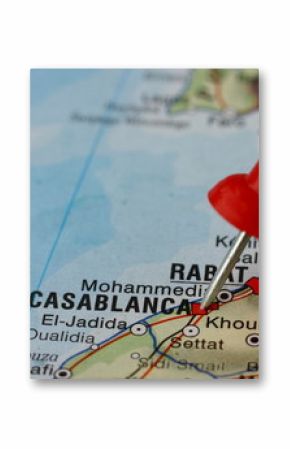 Pushpin on the map - Casablanca, Morocco