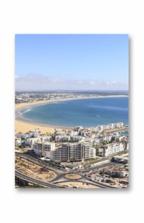 Morocco, view of the beach and the marina in Agdir