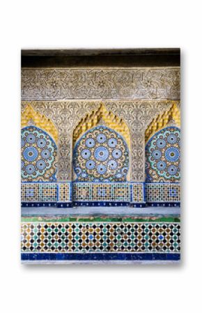 Tiled and carved alcove in Casbah, Tangier
