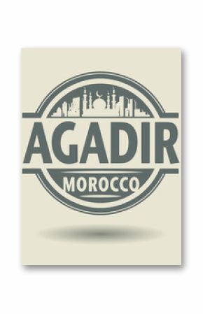 Stamp or label with text Agadir, Morocco inside