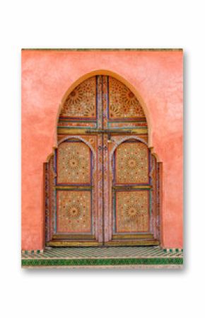 porte en bois peinte , marrakech