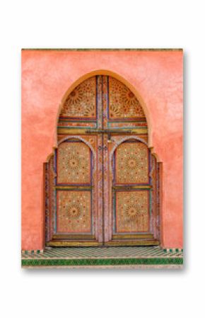 porte en bois peinte , marrakech