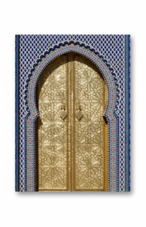 Morocco. Big golden doors of the royal palace of Fes