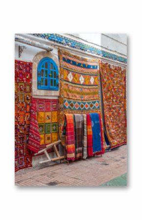 Oriental carpets for sale in the medina of Essaouira, Morocco