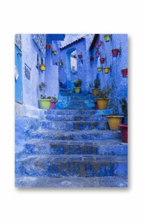 Calles de la hermosa ciudad azul de Chefchaouen, Marruecos