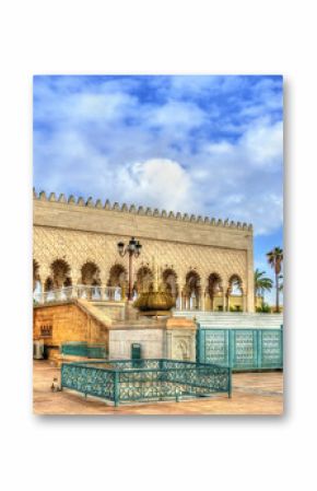 Mausoleum of Mohammed V, a historical building in  Rabat, Morocco. It contains the tombs of the Moroccan king and his two sons, late King Hassan II and Prince Abdallah