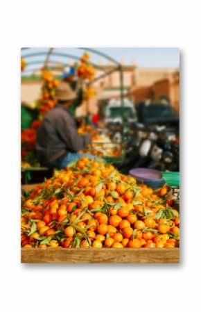 traditional morocco fruits oranges in street shop souk