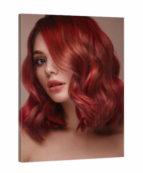 Beautiful girl with multi-colored hair and classic make-up and hairstyle. Beauty face.