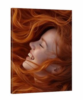 Ginger redhead woman smiling, red hair 