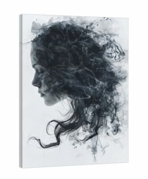 Double exposure illustration of a woman depression bad feelings background