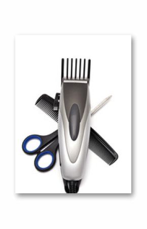 hair clipper, comb and scissors