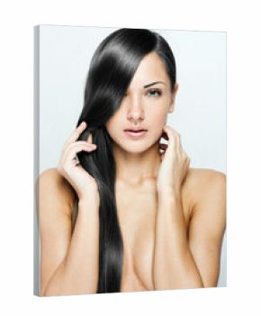 black hair , beautiful brunette woman with long natural hair 