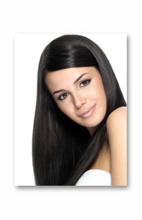 Beautiful woman with long straight hair