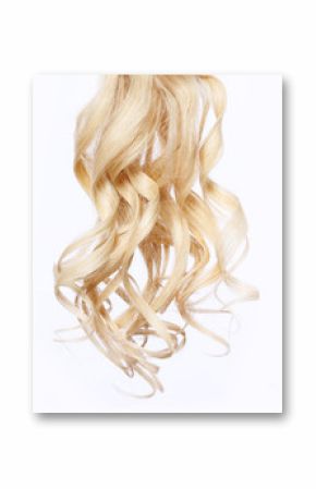 curly blonde hair over white background