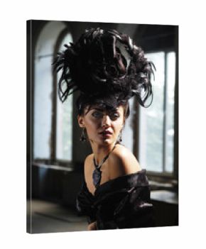 elegant lady in black with hairstyle