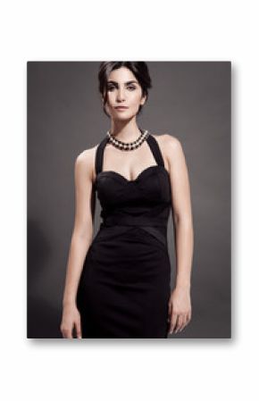 Fashion Portrait Of Beautiful Woman. Dark Background.