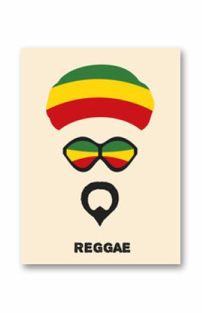 Abstract Rastaman man's face with a beard, glasses and colored b