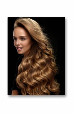 Beautiful Long Hair. Woman Model With Blonde Curly Hair