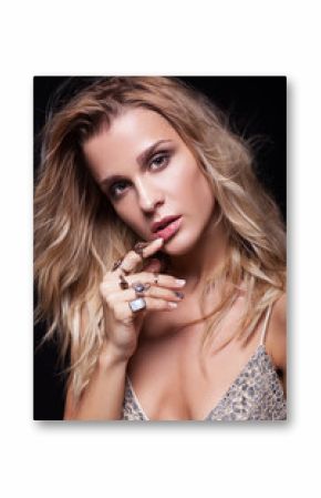 Portrait of beauty young  woman in summer casual dress with shaggy hair
