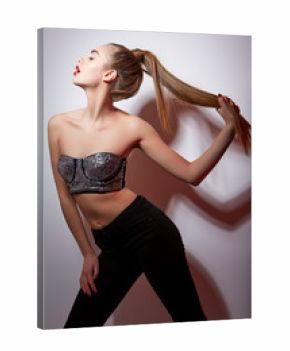 beautiful girl in sparkling bra