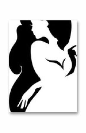 Graphic drawing of spa woman. Isolated silhouette