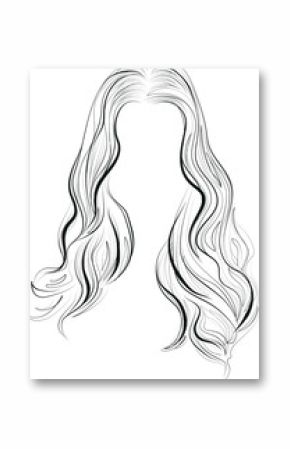 Beautiful woman long wavy hair hairstyle vector illustration. Fashion, hairstyle icon.