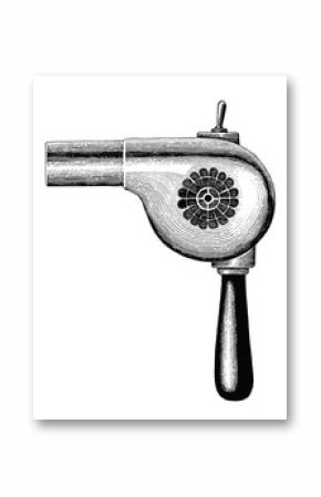 Vintage hair dryer hand drawing engraving illustration