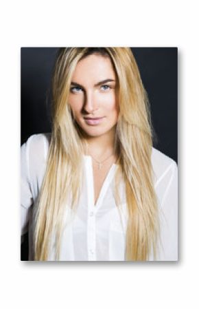 Young sexy blonde hair beautiful girl in shirt