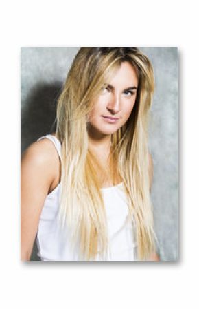 Young sexy blonde hair beautiful girl in shirt