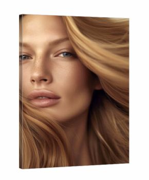 Beautiful woman with healthy shiny long blonde hair