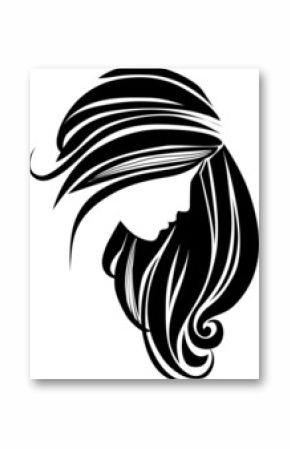 Hair icon for beauty salon. Beautiful female silhouette. Girl with long hair