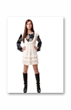 cheerful beautiful young fashion girl. isolated