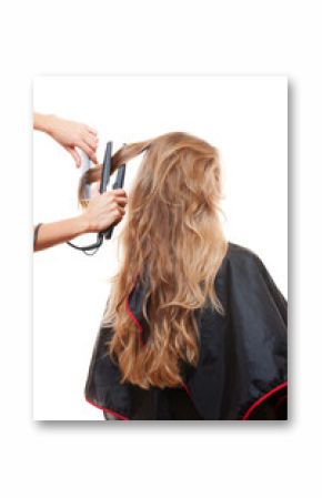 hairdresser straightening hair