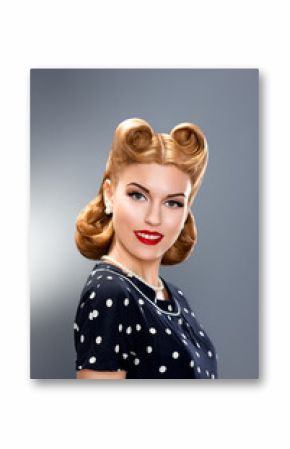 Pin-up Style. Styled Fashion Model in Retro Dress - Glamour